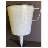 LARGE GRANITEWARE GRAY AND WHITE FUNNEL
