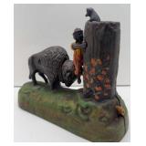 BUTTING BUFFALO CAST IRON MECHANICAL BANK