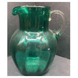 VTG EMERALD GREEN BLOWN GLASS PICTURE