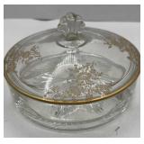 DIVIDED CANDY DISH W/ ETCHED LID
