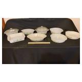 Eight Piece Glasbake Casserole Set w/ Two Lids