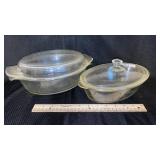 Glasbake and Fire King Oval Dishes w/ Lids