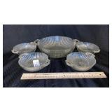 Five Piece Depression Glass Berry Bowl Set