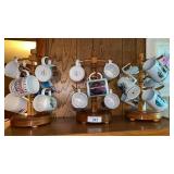 Three Coffee Mug Racks w/ Coffee Mugs