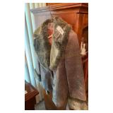 Velvet and Faux Fur Coat Size Unknown on the