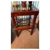 Pair of Beveled Glass Top Side Tables 26 x 23 x