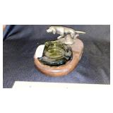 Hunting Dog Ashtray Stand w/ Green Coin Dot