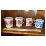 Two Fire King Davy Crockett Mugs and Two