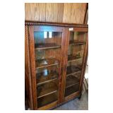 Oak Bookcase w/ Glass Front Doors 43 x 15 x 59