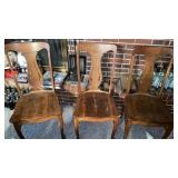 Three Oak T-Back Chairs