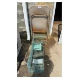 Live Trap and Two Folding Chairs