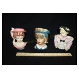 3 Head Vase (One Has a Base Chip)