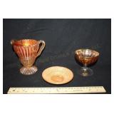 3 Pieces Carnival Glass