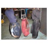 3 Golf Bags w/ Clubs