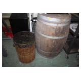 Wicker Basket & Half Barrel