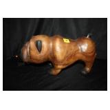 Wooden English Bulldog Statue