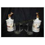 Mack Truck Mugs and 2 Mack Truck Decanters