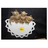 Milk Glass Cat Plate c. 1880-90 West Moreland