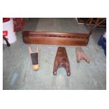 Wooden Shelf, Boot Jacks, & More