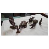 Wood Figurines; Cactus, Trumpet Dude, Sea Turtle,