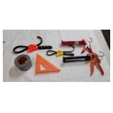 Speed Square, Two Grippers, Two Caulking Guns, &