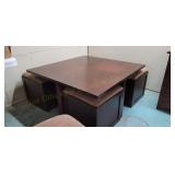 Coffee Table w/ Storage Ottomans on wheels (Note