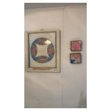 Framed Quilted Square 24 x 28 and Two Framed