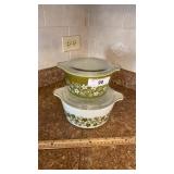 Two Pyrex Spring Blossom Casserole Dishes w/ Lids