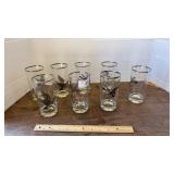 Eight Silver Rimmed Duck Glasses