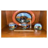 Bear Platter, Bear Napkin Holder, & Two Bear Mugs