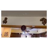 Two Copper Food Molds & One Stoneware Food Mold