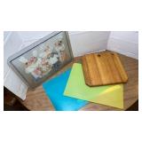 Glass Cutting Board, Wood Cutting Board, & Two