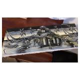 Artist Nenel Black & White Oil on Canvas 24 x 9