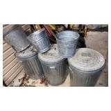 Metal Trashcan & Two Buckets