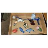 Glass Flowers & Porcelain Bird Ornaments