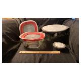 Two Glasses Rubbermaid Square Bowls w/ Lid and A