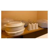 Two Pyrex Pie Takers, One Wilton Cake Taker,