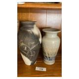 Two Signed Stoneware Vases w/ Chips