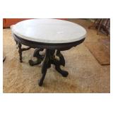Oval Marble Top Parlor Table Note: Cracked &