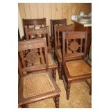 Six Carved Cane Bottom Chairs (Three Need to be