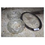 Glass Bake Meat Tray & Compote Bowls w/o Bases