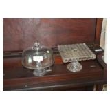 Square Cake Stand & One Round Domed Cake Stand