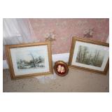 Pair of Victorian Prints 23.5x20 & 3D Plastic