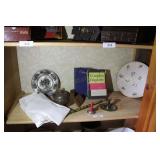 Pewter Plate, Oil Lamp, Finger Lamps, & More