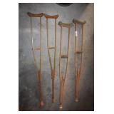 Two Pair of Wooden Crutches