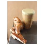 Wooden Football Player Figurine & Drum