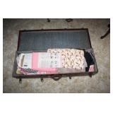 Vintage Leather Trunk w/ Vintage Material 37x13x6