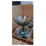 Twelve Hand Blown Belgium Stemmed Glasses &