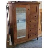 Oak Chifforobe w/ Beveled Mirror 42x20x58