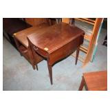 Mahogany 1 Drawer Drop Side Table w/ String inlay